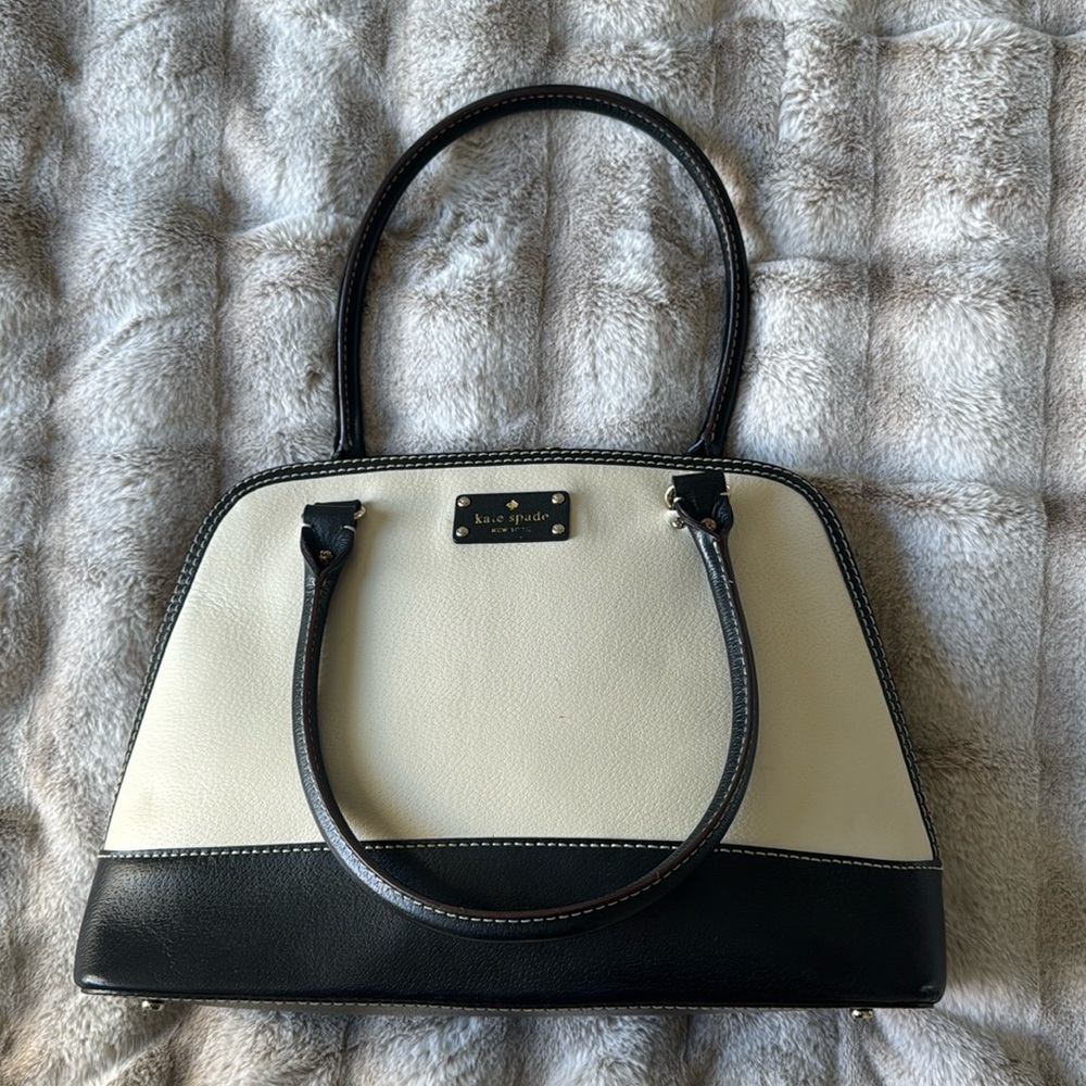 Kate Spade Grand Street Colorblock Small Rachelle Satchel, Soft Porcelain/Black